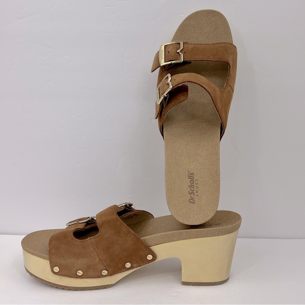 Dr Scholl’s SHOES, ORIGINAL VIBE PLATFORM, HEELED SLIDE SANDALS,UPPER SUEDE,11M
